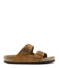 Birkenstock Mules Arizona Cuir Suédé Mink, Modèle Étroit