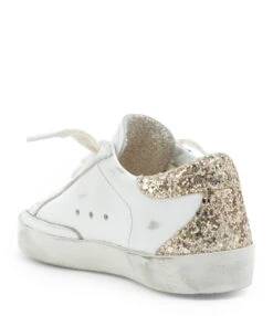 Golden Goose Baskets Enfant Superstar Cuir Glitter Blanc Doré -Boutique Campagnolo 401 5222223033848 1