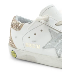Golden Goose Baskets Enfant Superstar Cuir Glitter Blanc Doré -Boutique Campagnolo 402 5222223033848 1