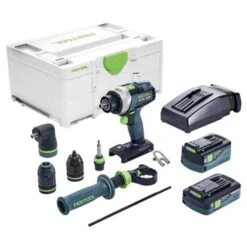 Perceuse-visseuse à Percussion 18V Festool QUADRIVE + 2 Batteries + Chargeur Rapide + SYS3 - 577248