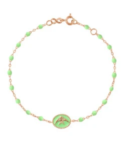 Bracelet Poisson Ange Perles Résine Or Rose