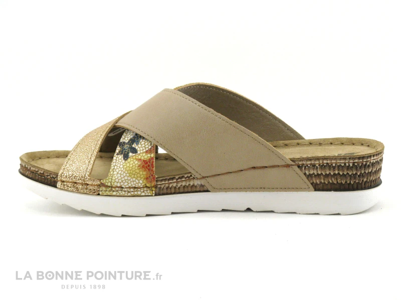 Morans MILTON 28724 - Beige Or Fleuri - Mule Compensee Femme 3 Morans MILTON 28724 - Beige Or Fleuri - Mule Compensee Femme – Image 2