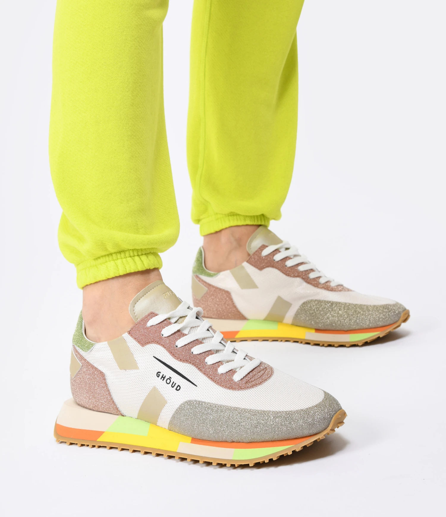 Baskets Star M Mesh Glitter Crème Vert 7 Baskets Star M Mesh Glitter Crème Vert – Image 5