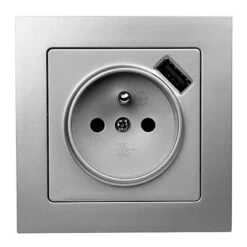 Castorama Prise 2 Pôle+terre Et 1 USB Colours Kalya Métal